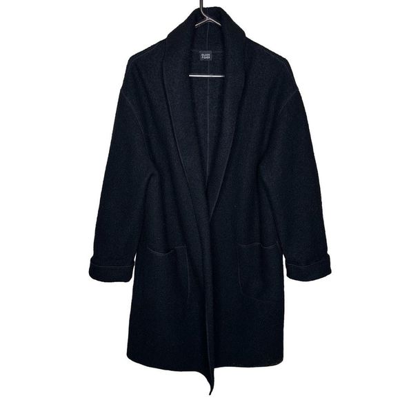 Eileen Fisher Wool Boiled Long Coat Large - Picture 1 of 8